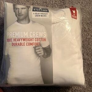 Stafford, XL White 100% Heavy Duty Premium Crew Necks, NWT in wrapping